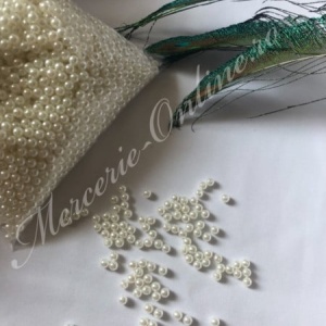 Perle plastic cu gaura, 4mm, Alb/Ivoire, (500grame/punga) Cod:3203 - Img 3