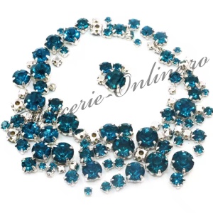 Pietre de cusut sticla cu suport metalic, Peacock Blue, (100bucati/pachet) Cod:3935
