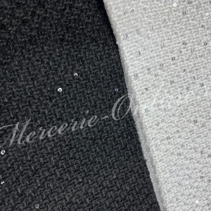 Stofa Tweed cu Paiete Fine Argintii, (la metru) Cod:3677