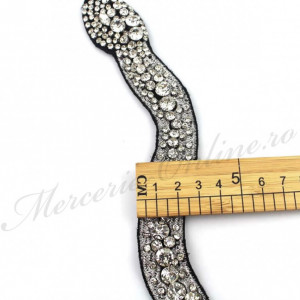 Aplicatie brodata sarpe lurex si cristale, cca 45cm, (la bucata) Cod:2669 - Img 2