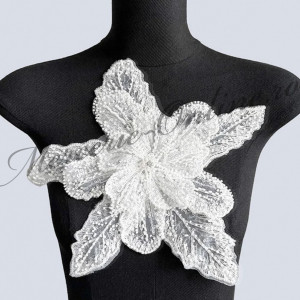 Aplicatie floare 3D cu margele si paiete, cca 30cm (la bucata) Cod:2925