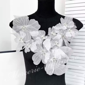 Aplicatie Organza Flori 3D, cca 36x40cm, (la bucata) Cod:3462 - Img 4