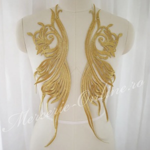 Aplicatie termoadeziva lurex, cca 12x49cm, (la pereche) Cod:3217