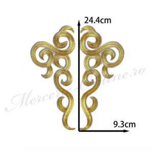 Aplicatie termoadeziva lurex, cca 24.4x9.3cm, (la pereche) Cod:3636