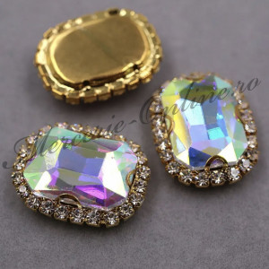 Cristale de cusut sticla, Crystal AB, 13x18mm (2bucati/pachet) Cod:2919