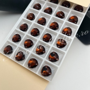 Cristale de cusut sticla, Smoked Topaz, 12mm (4bucati/pachet) Cod:4171
