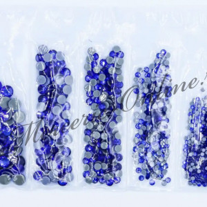 Cristale de Lipit, Mix Size, Sapphire, (cca 640-800buc/pachet) Cod:3074