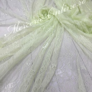 Dantela fina Chantilly, cca 150cm, Verde Pastel (la bucata) Cod:4194