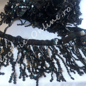 Franjuri paiete, Negru AB, lungime 15cm (la metru) Cod:0907