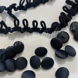 Nasturi Imbracati Satin, 13mm, Negru (25bucati+25cm bride) Cod:3099