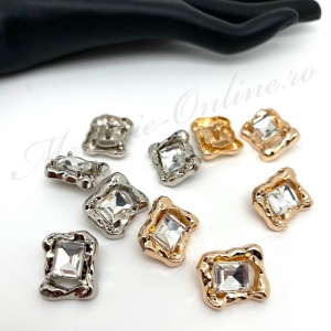 Nasturi Metalici cu Strasuri, 20x17mm, (5bucati/set) Cod:3672