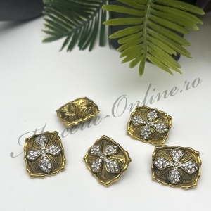 Nasturi Metalici Retro cu Stras, 2.5x2.1mm, (5bucati/set) Cod:4203