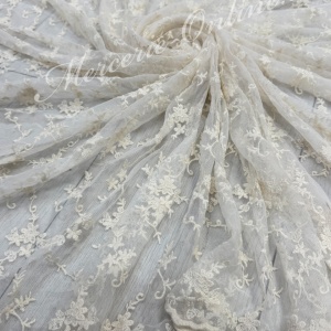 Tulle cu Broderie Bumbac, latime 140cm (la metru), Cod:3978