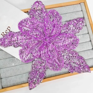 Aplicatie floare 3D cu margele si paiete, cca 30cm (la bucata) Cod:3244