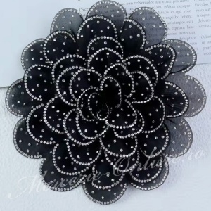 Aplicatie floare 3D cu Strasuri, cca 15cm, (la bucata) Cod:3436 - Img 2