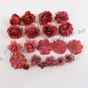Aplicatii Flori Artificiale 3D, Rosu (20bucati/set) Cod:3003