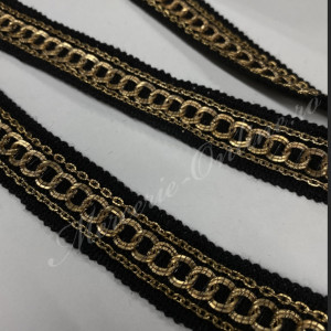 Banda pasmanterie cu lant metalic, cca 2.5cm (la metru) Cod:2863 - Img 3