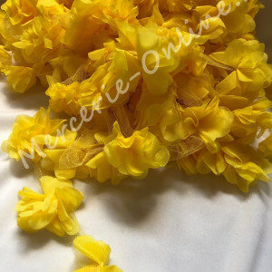 Banda pasmanterie flori 3D voal, Galben, cca 5cm (la metru) Cod:0721