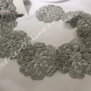 Banda pasmanterie flori lurex, cca 10cm (la metru) Cod:0702 - Img 2