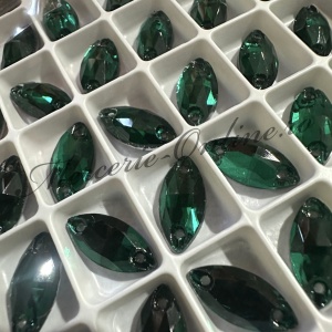 Cristale de cusut sticla, Emerald, 7x15mm (6bucati/pachet) Cod:3416 - Img 2
