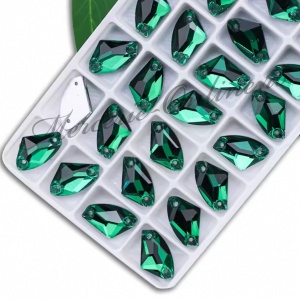 Cristale de cusut sticla, Emerald, 9x14mm (6bucati/pachet) Cod:3413