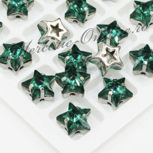 Cristale de cusut sticla forma stea, Emerald, 10mm (5bucati/pachet) Cod:3147