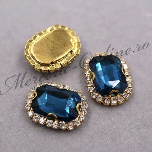 Cristale de cusut sticla, Peacock Blue, 13x18mm (2bucati/pachet) Cod:2920