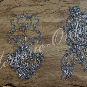 Cupon Aplicatii pt rochie cu franjuri din margele, perle, strasuri si cristale, (la bucata) Cod:2229 - Img 2