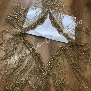 Guler rochie cu franjuri din margele, strasuri si cristale, mai multe culori disponibile (la bucata) Cod:0775