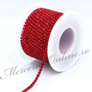 Lant decorativ cu strasuri, Red, 3mm (la metru) Cod:3456