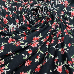 Material textil Bumbac cu Lycra Imprimat Flori, 1.60m (la metru) Cod:1541