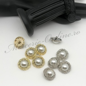 Nasturi Metalici cu Perle, 23mm (5bucati/set) Cod:3737