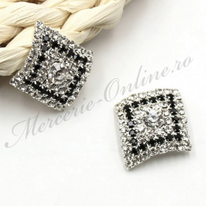 Nasturi Metalici cu Strasuri, 27x30mm, (2bucati/set) Cod:2649