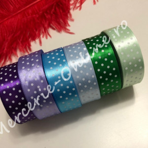 Panglica satin cu buline, latime 2.5cm, (23metri/rola) Cod:1246