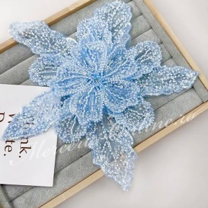 Aplicatie floare 3D cu margele si paiete, cca 30cm (la bucata) Cod:3245