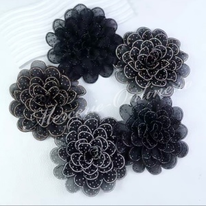Aplicatie floare 3D cu Strasuri, cca 15cm, (la bucata) Cod:3436