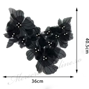 Aplicatie Organza Flori 3D, cca 36x40cm, (la bucata) Cod:3462 - Img 6