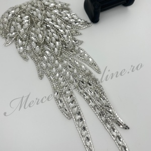 Aplicatie Termoadeziva tip Epoleti 3D cu Cristale, Crystal, 15x37cm (la bucata) Cod:3521