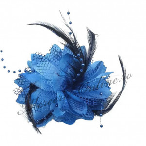 Aplicatie textila Floare cu Pene tip brosa, 10cm (la bucata) Cod:3038