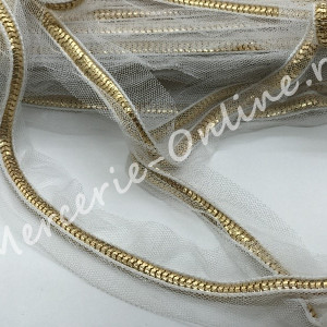 Banda pasmanterie tul cu lant, cca 1cm (la metru) Cod:0693