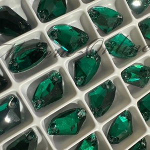 Cristale de cusut sticla, Emerald, 9x14mm (6bucati/pachet) Cod:3413 - Img 2