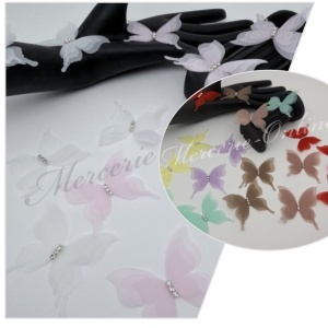 Fluturi Organza cu Stras, (la bucata) Cod:4136