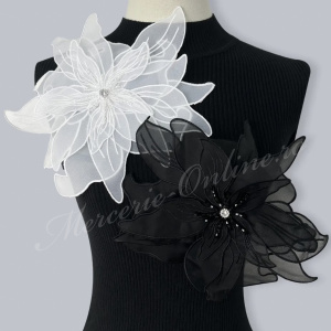 Aplicatie Brodata Floare 3D cu Margele, 24cm (la bucata) Cod:3135