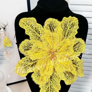 Aplicatie floare 3D cu margele si paiete, cca 30cm (la bucata) Cod:3276