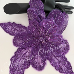 Aplicatie floare 3D cu margele si paiete, cca 30cm (la bucata) Cod:4034