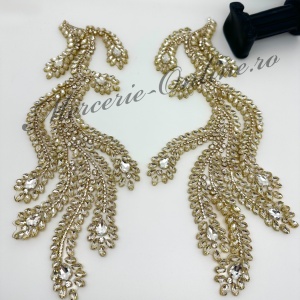 Aplicatie Termoadeziva cu Cristale, cca 14x30cm, (la pereche) Cod:3526
