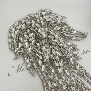 Aplicatie Termoadeziva tip Epoleti 3D cu Cristale, Crystal, 15x37cm (la bucata) Cod:3521 - Img 2