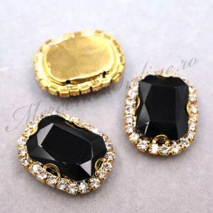Cristale de cusut sticla, Black, 20x15mm (2bucati/pachet) Cod:2571