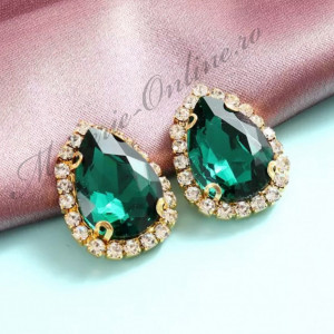 Cristale de cusut sticla, Emerald, 18x22mm (2bucati/pachet) Cod:2476
