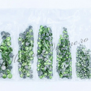 Cristale de Lipit, Mix Size, Peridot, (cca 640-800buc/pachet) Cod:3112